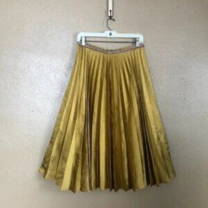 Leur Logette Gold Grecian Style Midi Skirt Size 3